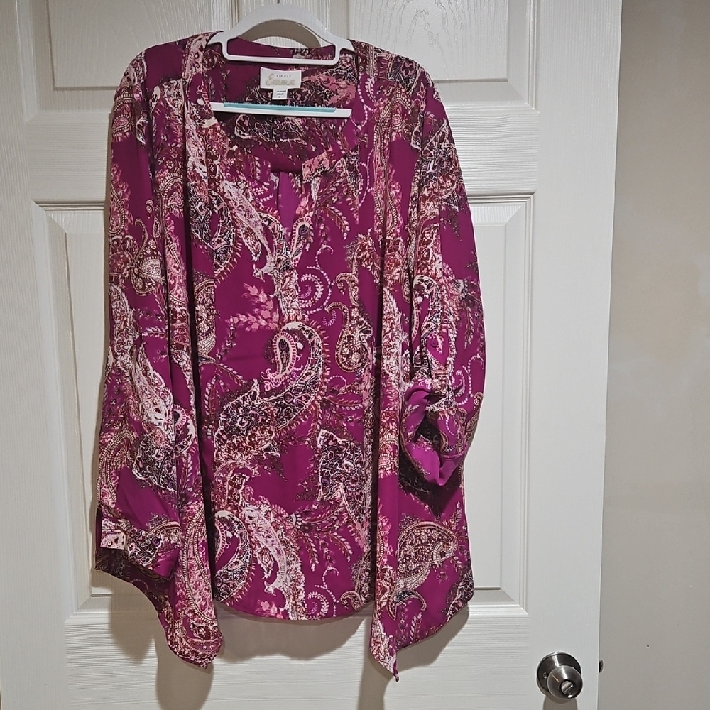 Simply Emma Women's Paisley Blouse - Fusia and White